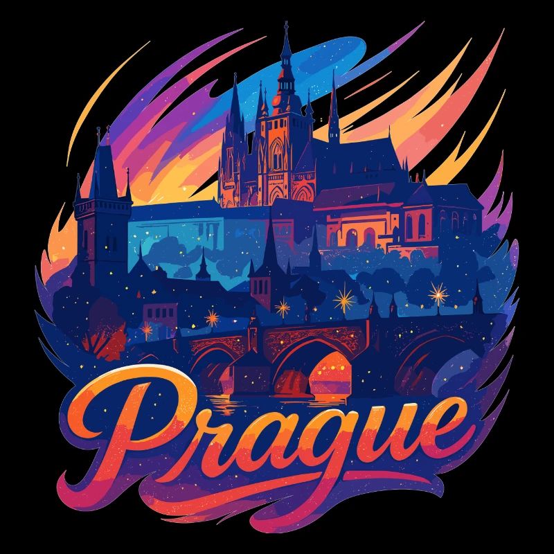 Prag Skyline Farbrausch Stadt Tschechien Geschenk