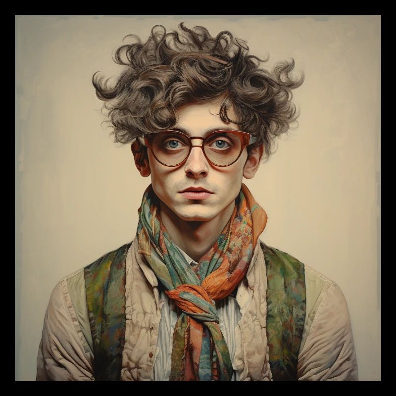 Portrait vintage avec écharpe colorée