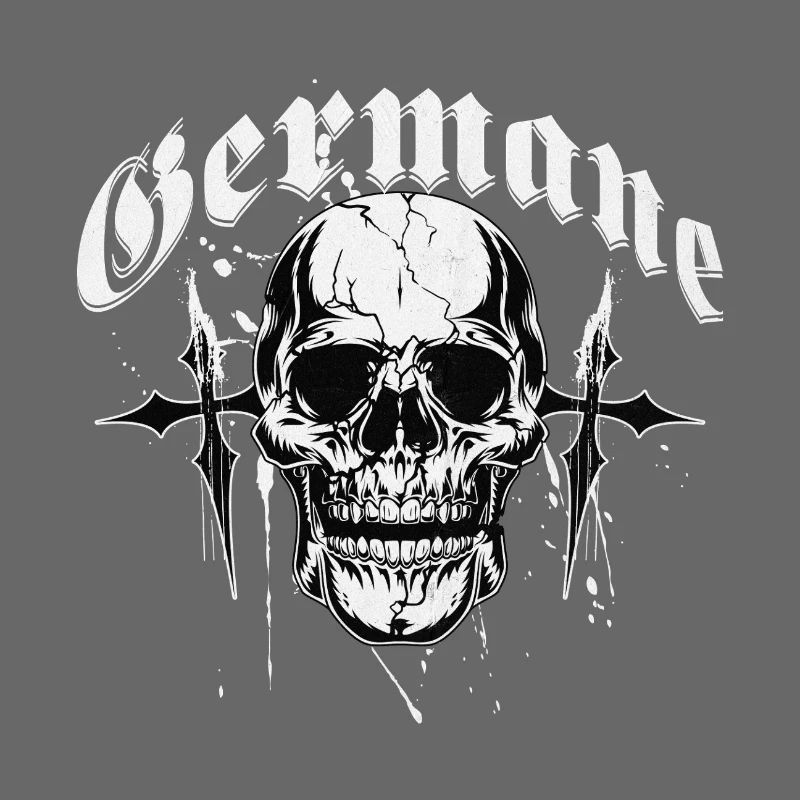 Gothic Skull Cross Print Germanic