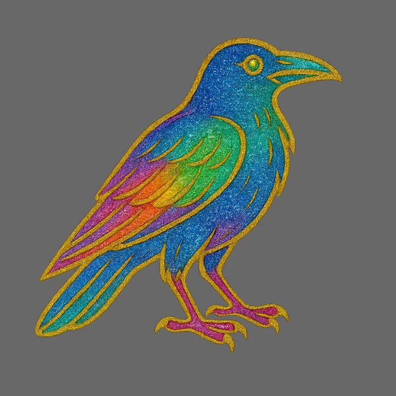 Conception de patch de corbeau arc-en-ciel