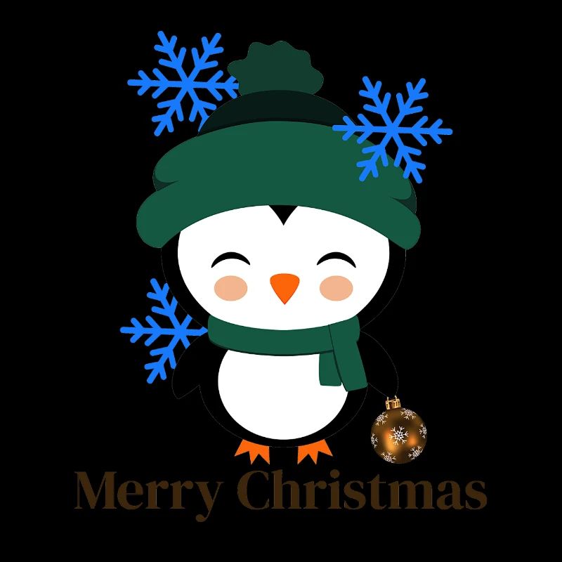 Pingouin d’hiver avec des flocons de neige