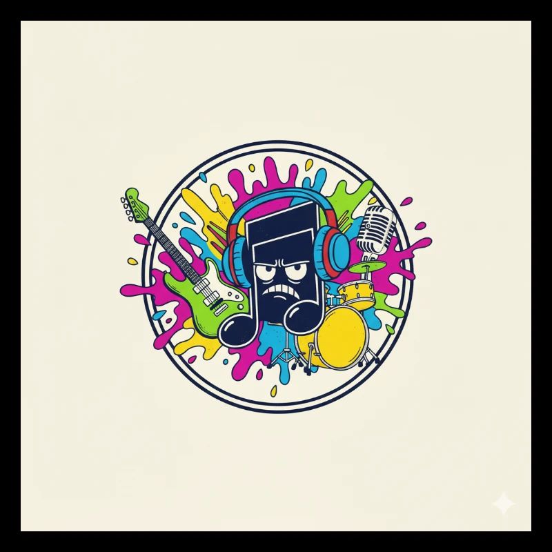 Buntes Cartoon-Musik-Logo