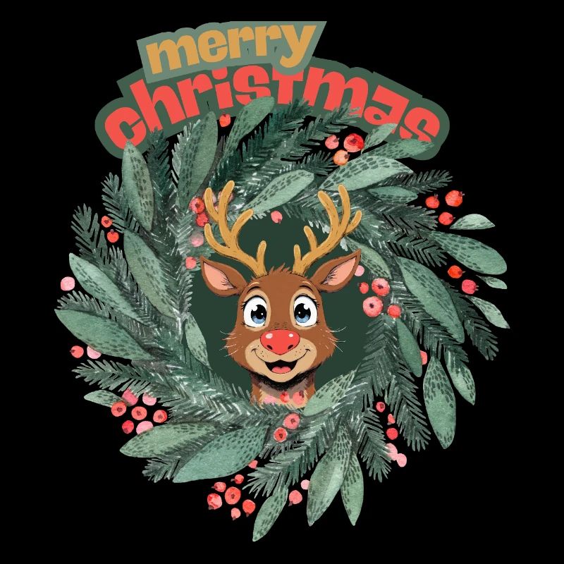 Niedliches Rentier im Weihnachtskranz