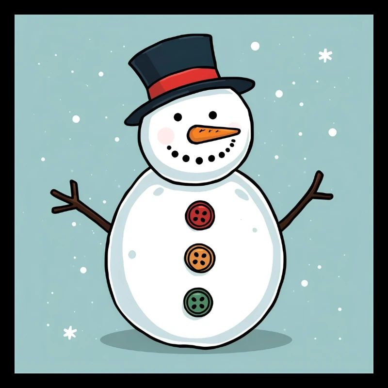 Bunter Schneemann mit Knöpfen