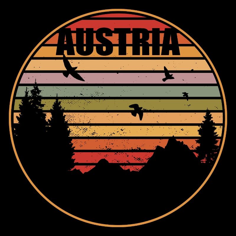 Austria Mountains Retro Sunset