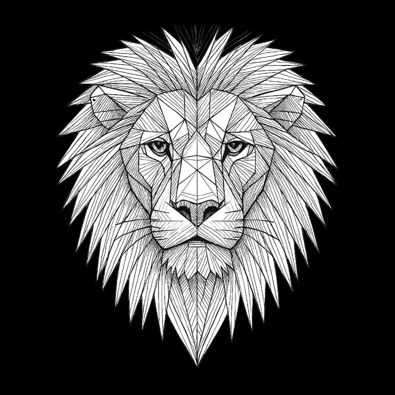 Geometric Lion Head Lineart
