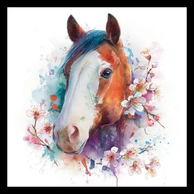 Portrait aquarelle de la fleur du cheval