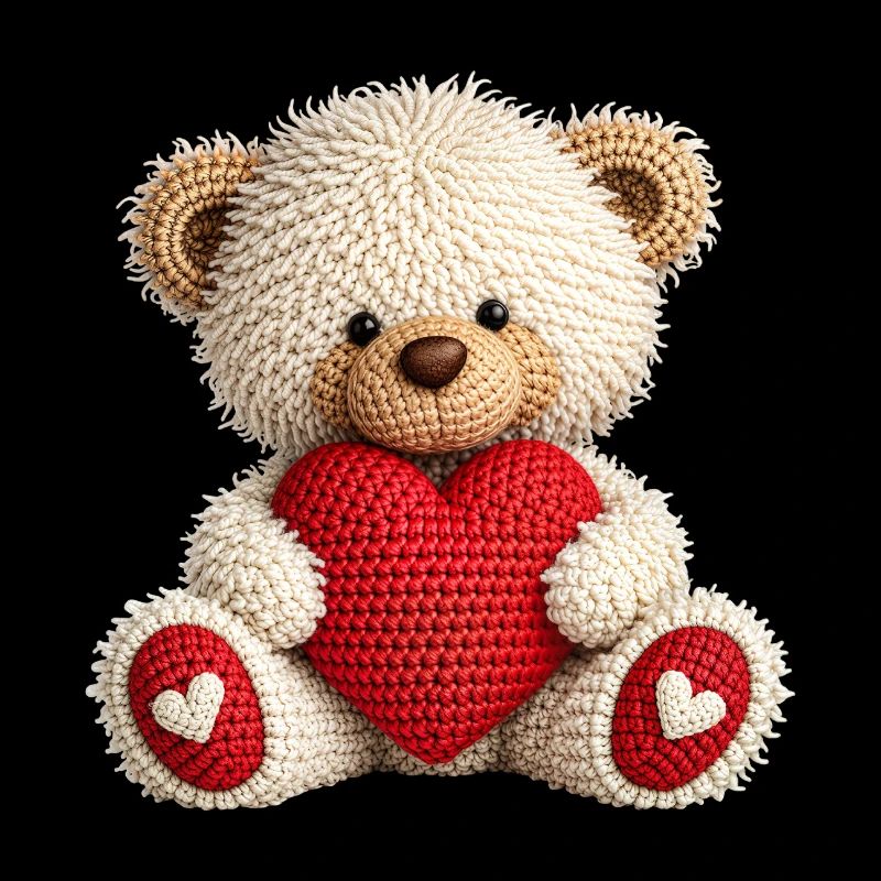 Niedlicher Häkel Teddybär Mit Rotem Herz
