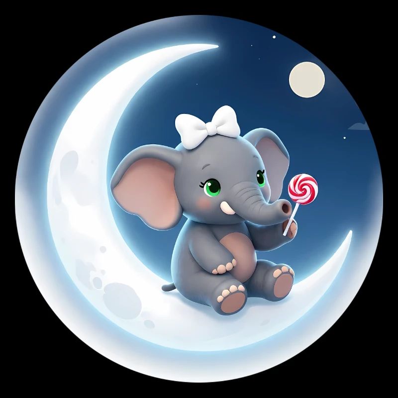 Biser de lune avec un éléphant à sucettes