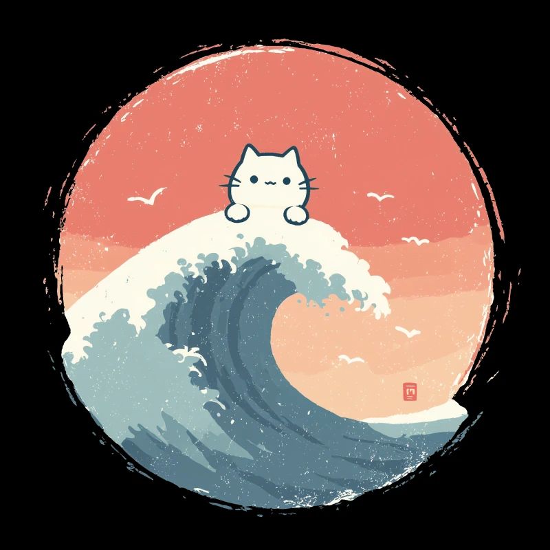 Vague de chat sur la mer du soir