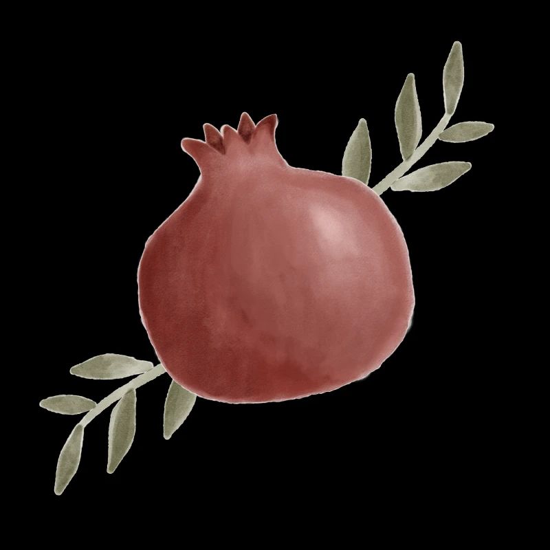 Aquarelle Grenade avec feuilles