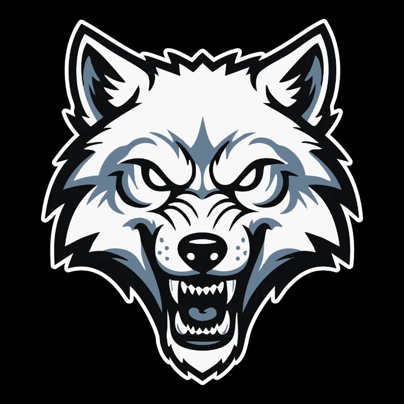Loup Blanc Arctique Sauvage Logo Mascotte Wolf