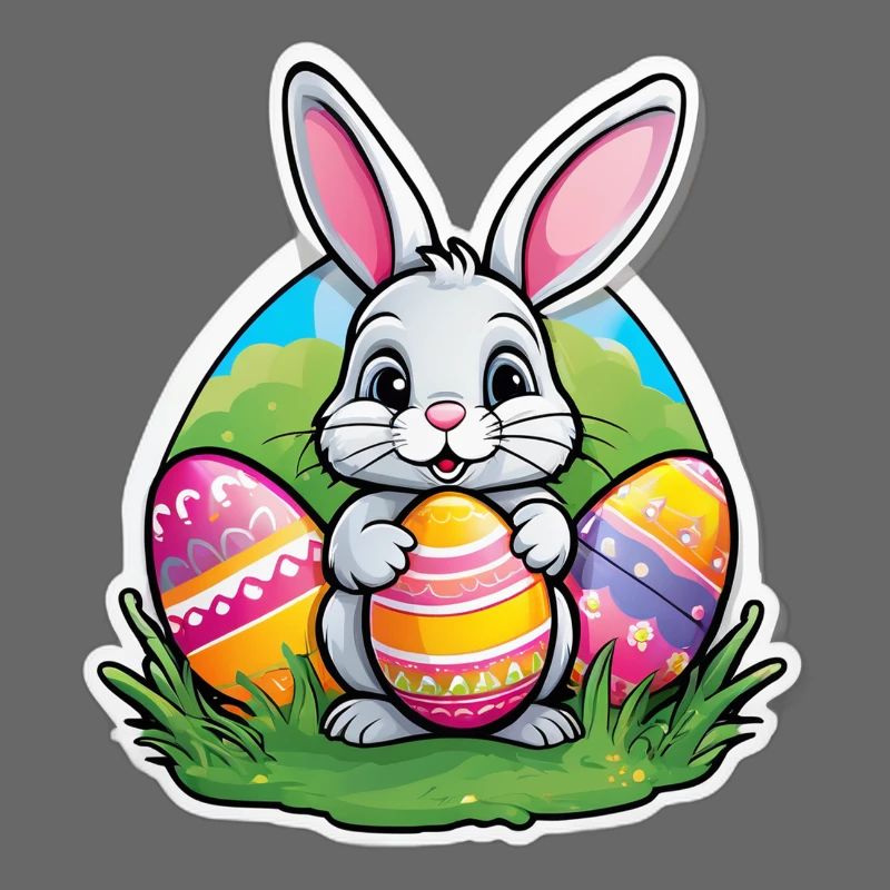 Easter hare and colorful eggs