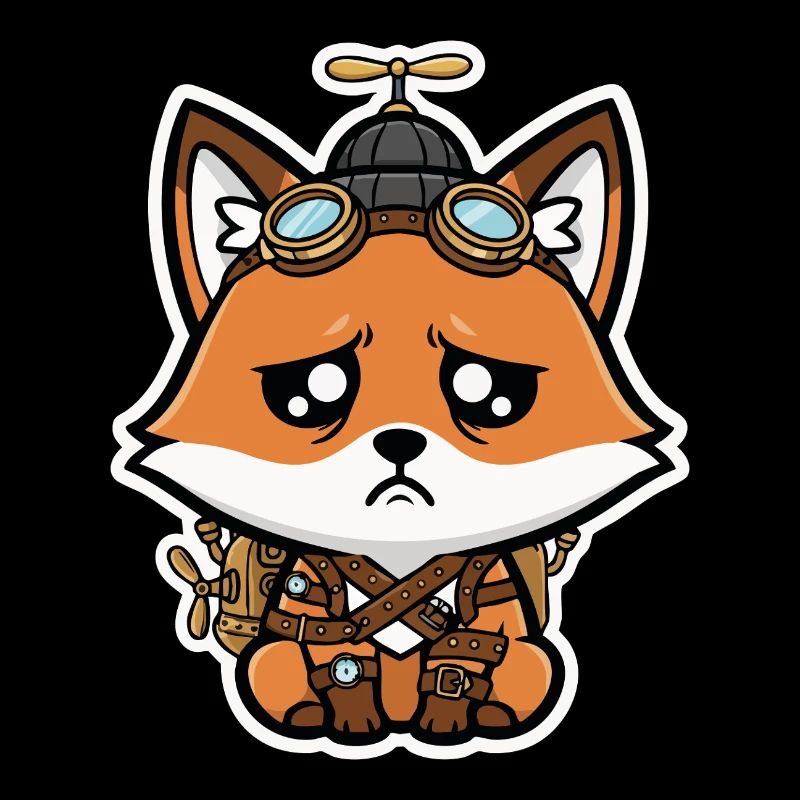 Little Fox Aviator Steampunk Trauriger Propeller