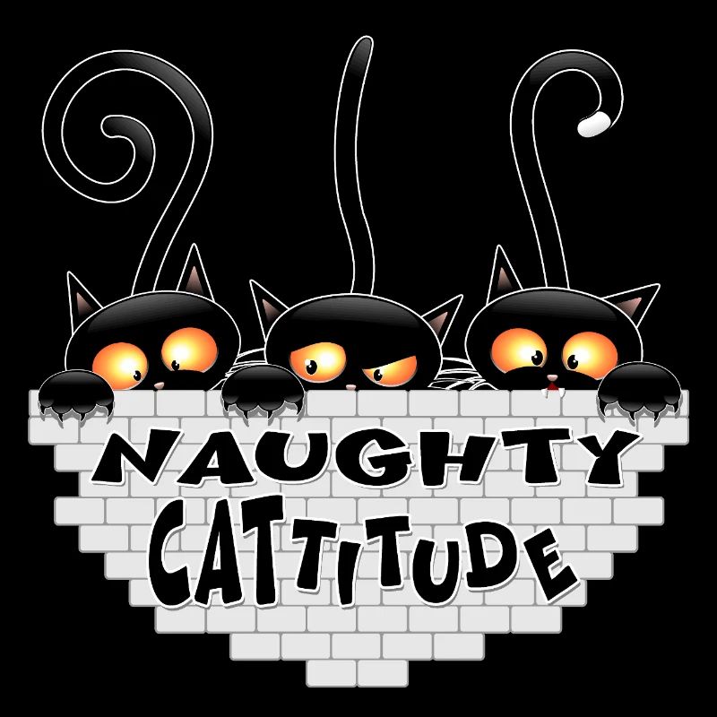 « Cattitude coquine » Trois chats noirs mignons drôles
