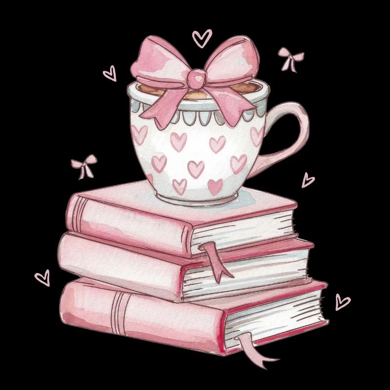 Herz Tasse und Bücherstapel