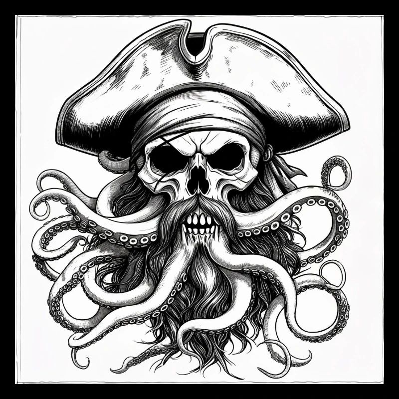 Piratenschädel und Oktopus-Tinte