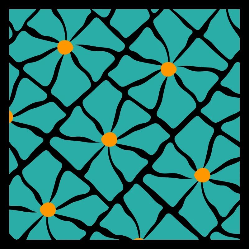 Turquoise Blossoms Mosaic Pattern