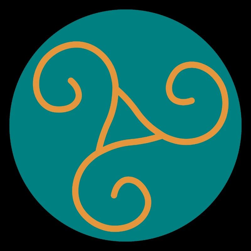 Decorative triskel in orange scrolls