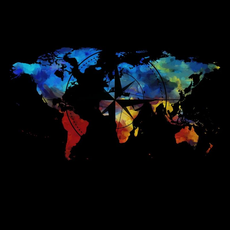 Compass with world map