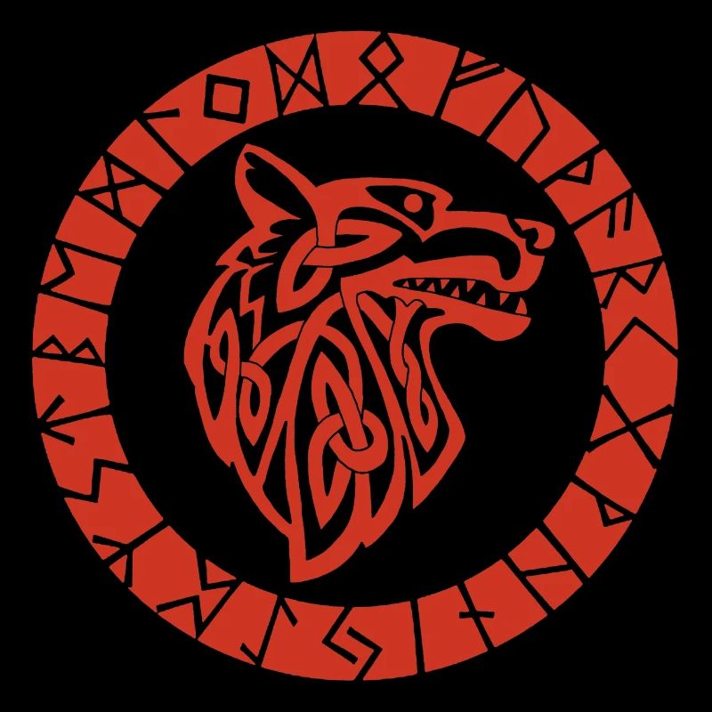 Wikinger Roter Wolf Emblem