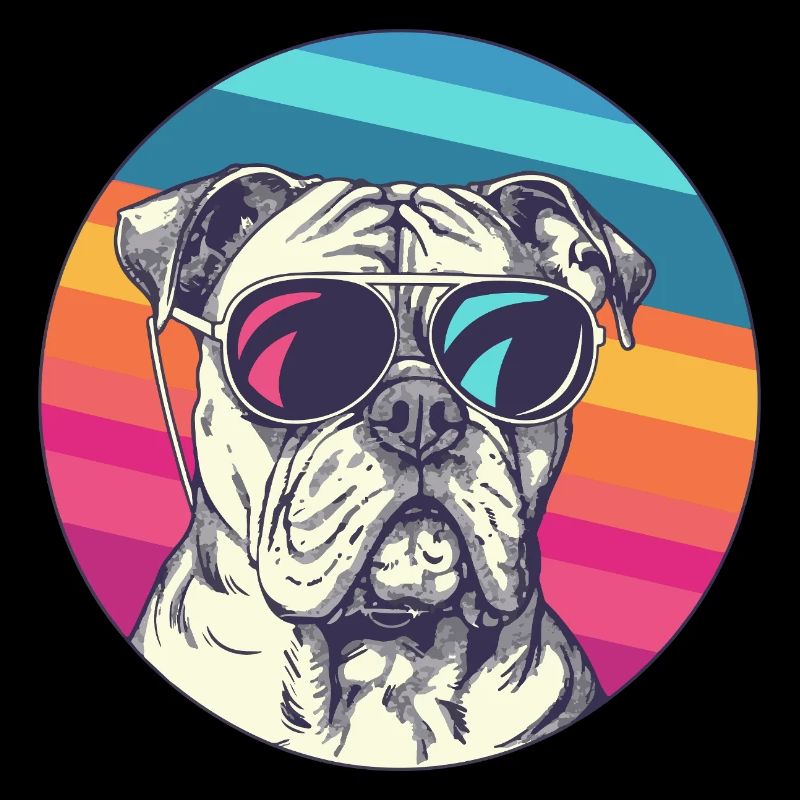 Regenbogen Bulldogge mit Sonnenbrille