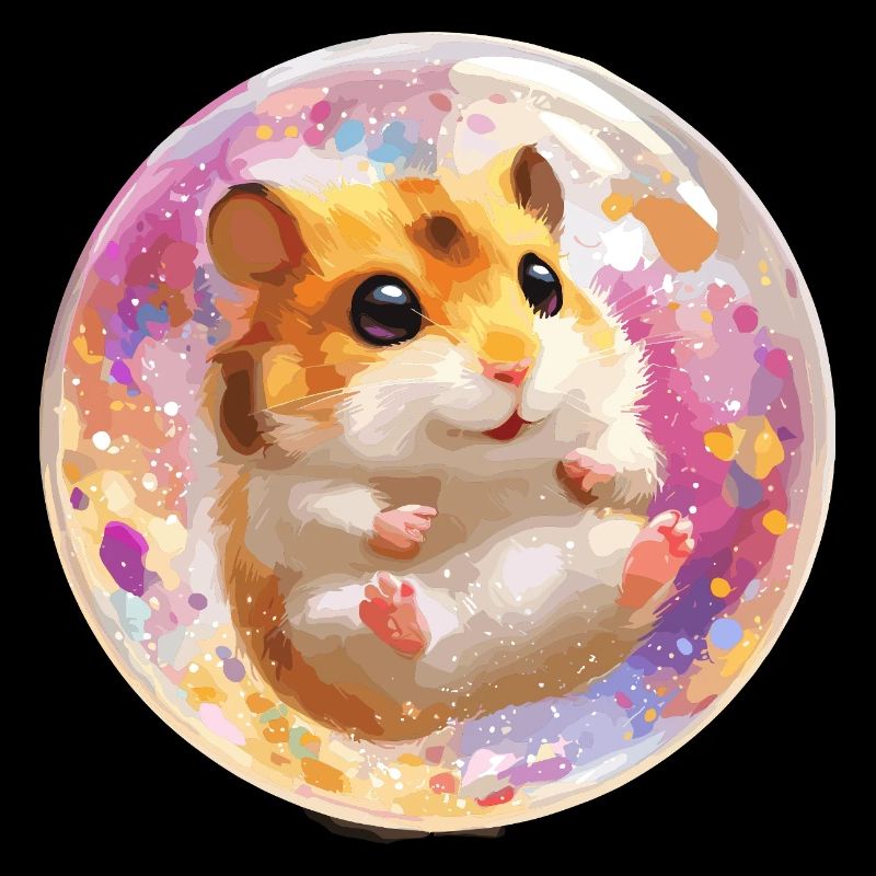 Hamster coloré dans une boule de bulle