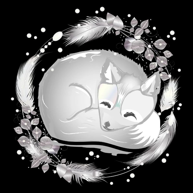 Petit renard polaire dormant dans des couleurs argentées
