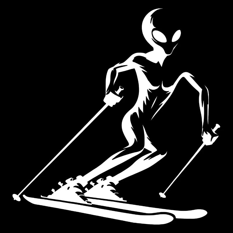 Alien skier silhouette for minimalist