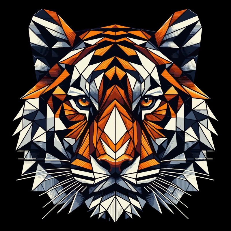 Bunter, geometrischer Tiger Kopf- Polygonen Motiv