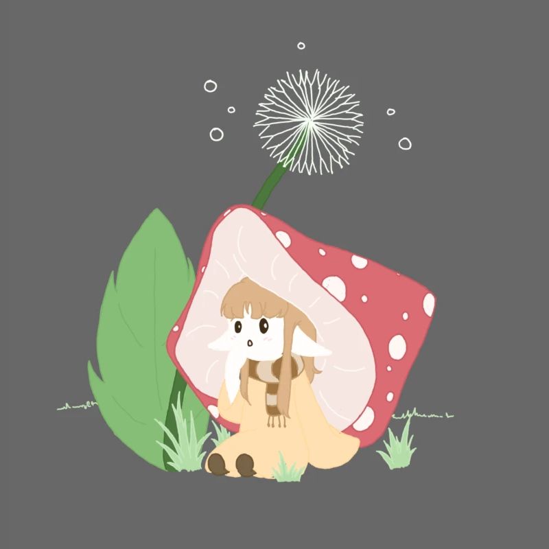 fille champignon en couleur
