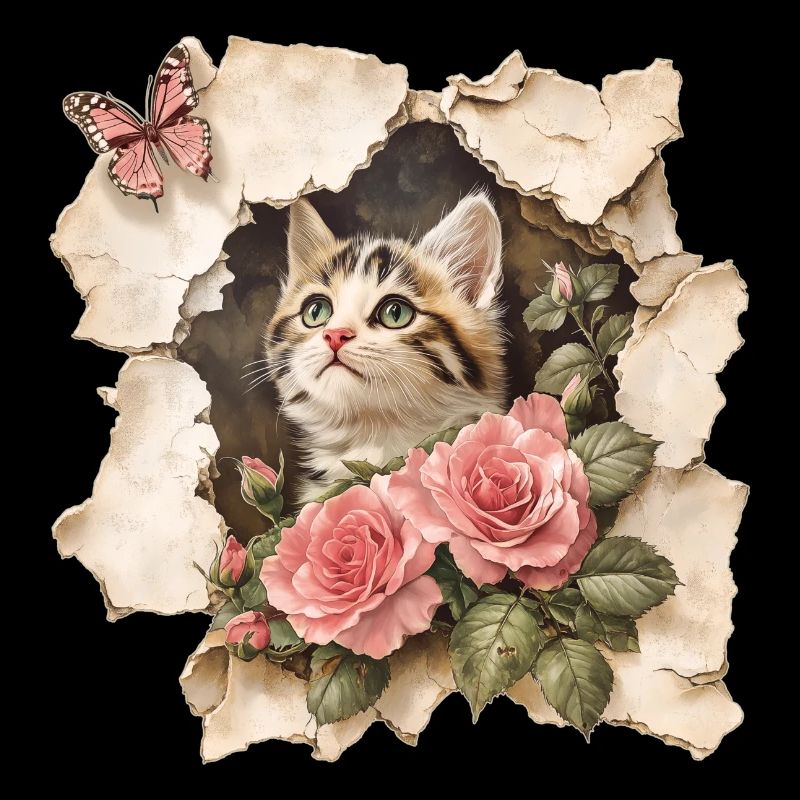 Katze mit Schmetterling