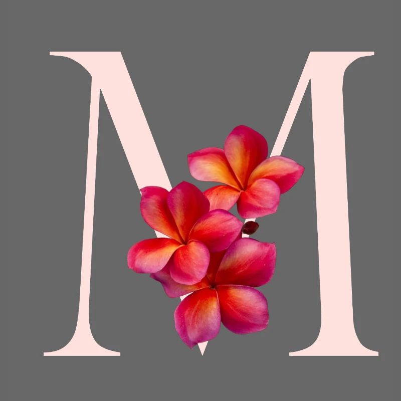 Monogramm M mit Pinker Blüte