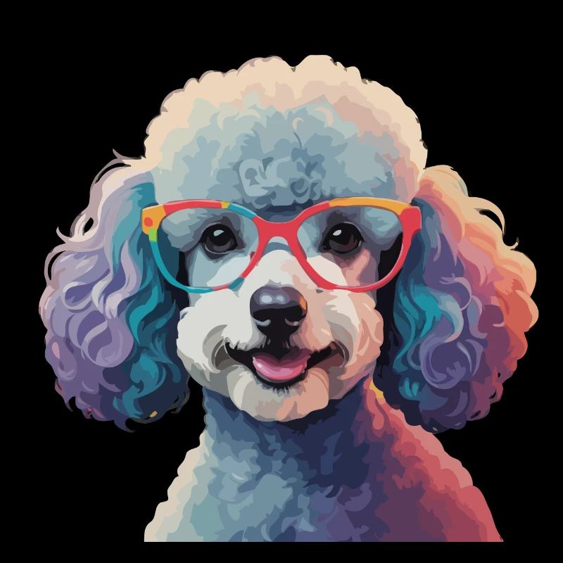 Pudel Hund mit Brille Cool Bunt