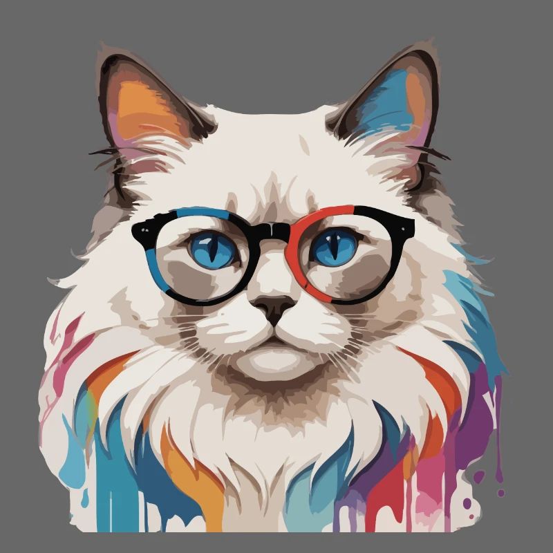 Ragdoll Cat Cute Cool With Glasses