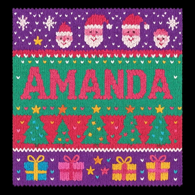 Festive Name Amanda Ugly Chrismas Style, Xmas 