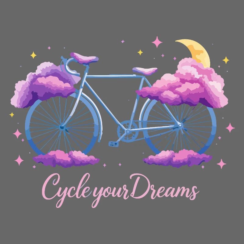 Conception de vélo nuage « Cycle Your Dreams » avec lune