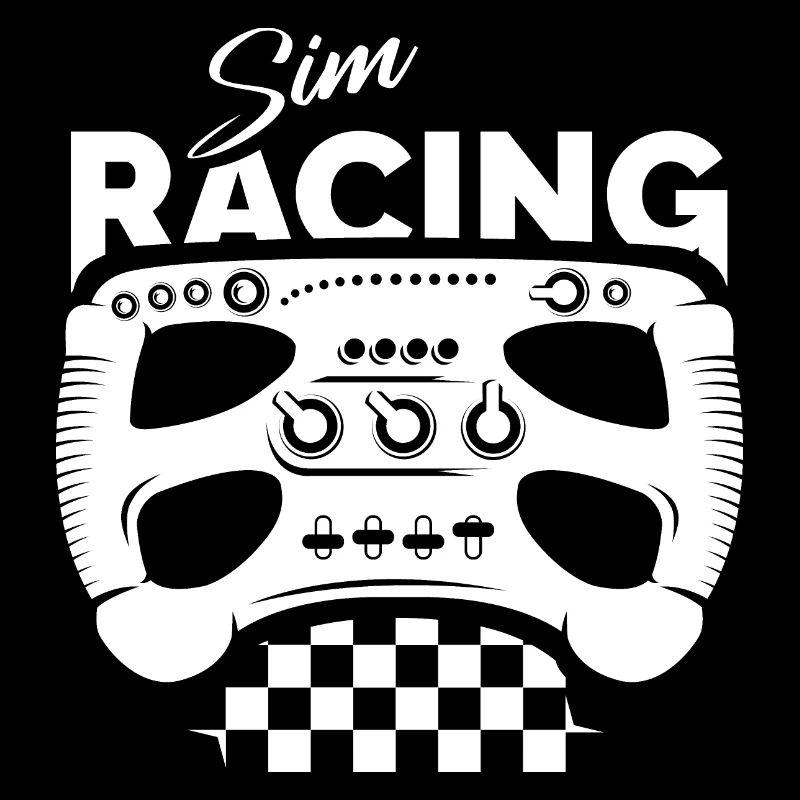 Sim Racing Gamer Formule Volant Drapeau À Damier Logo