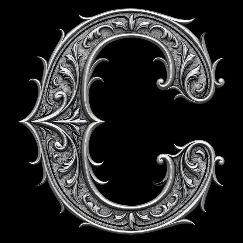 der Buchstabe C Silber Metallic Ornament