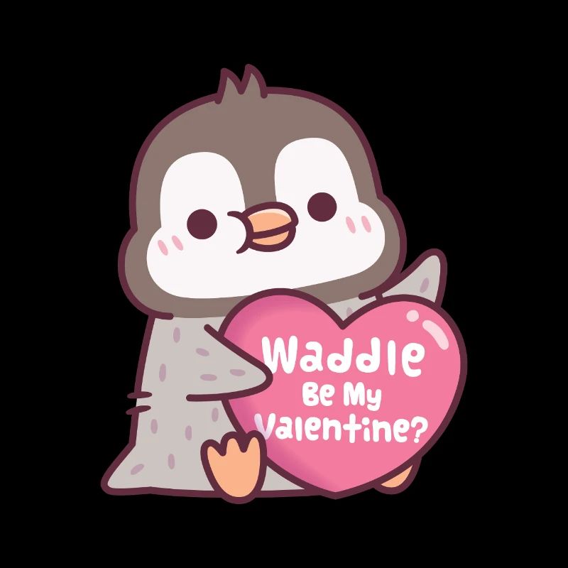 Mignon manchot au cœur Dandine Sois ma Saint-Valentin