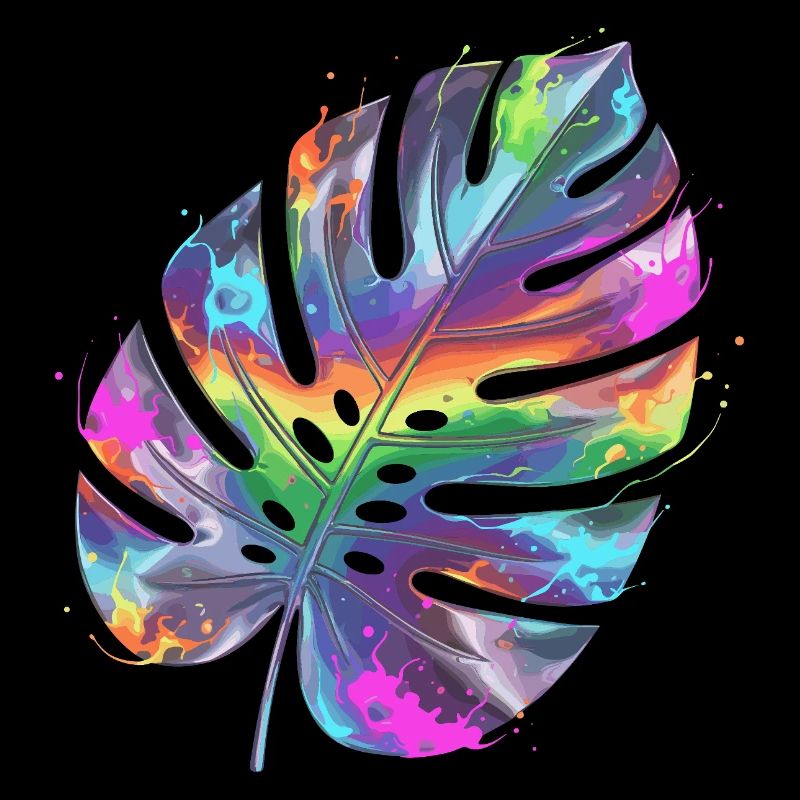 Regenbogen Monstera Wasserfarbe