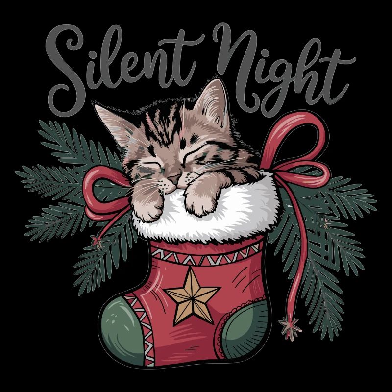 Douce nuit – Chaton en bas de Noël