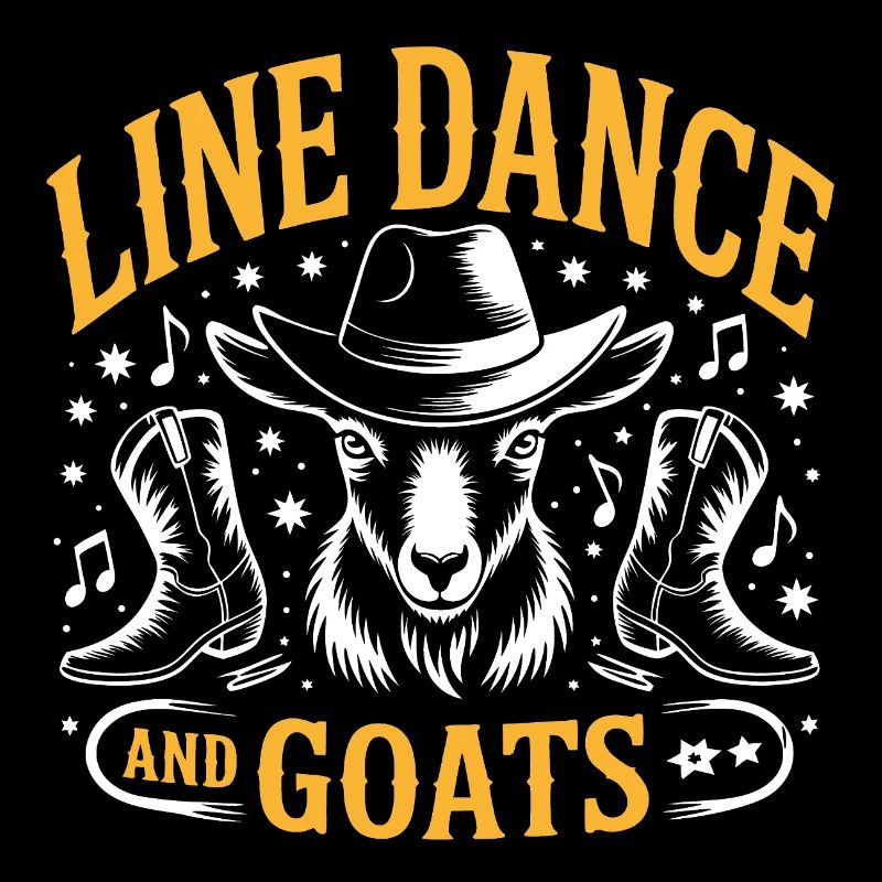 Goats and Line Dance Funny Goat with Stetson