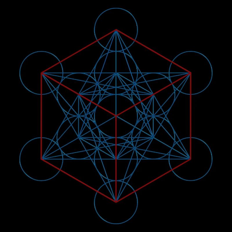 Le cube de Metatron - rouge bleu
