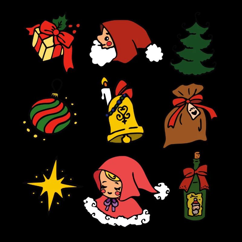 doux Noël avec l’Enfant Jésus, Père Noël, Sapin de Noël