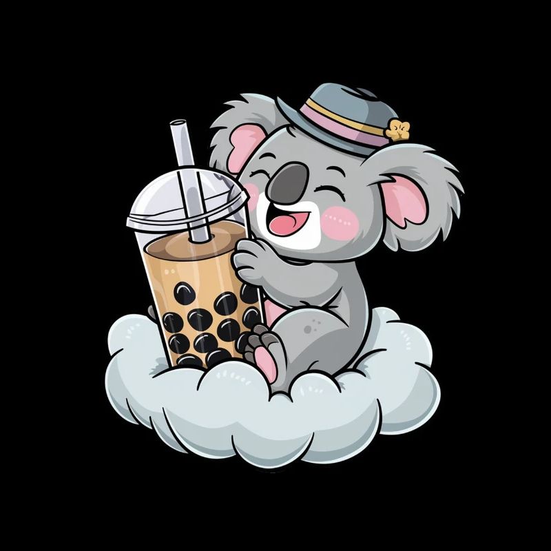 Koala drinking bubble tea
