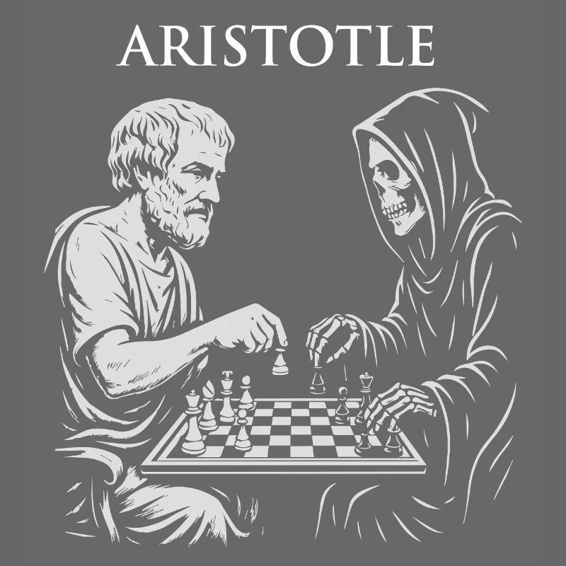 Aristotle and Grim Raper Chess Illustration
