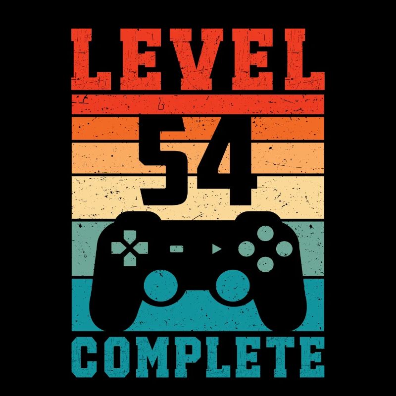 54th Birthday Level 54 Complete 54 Years Gamer