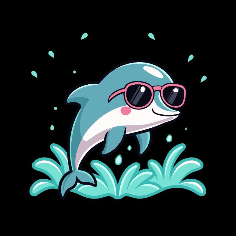 Dauphin surfeur chic lunettes roses