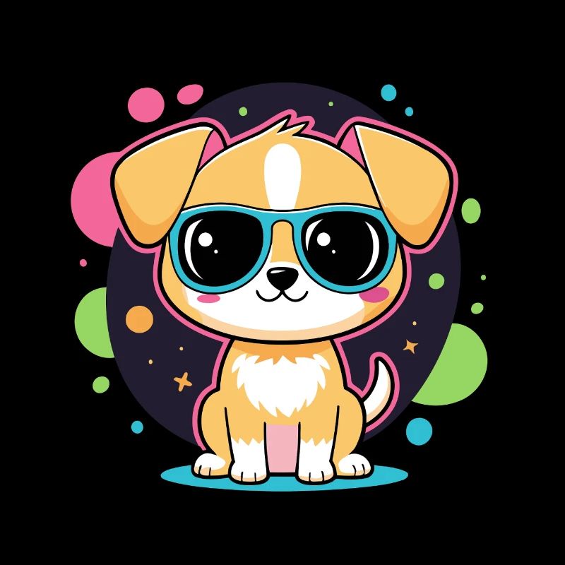 Chiot néon avec lunettes